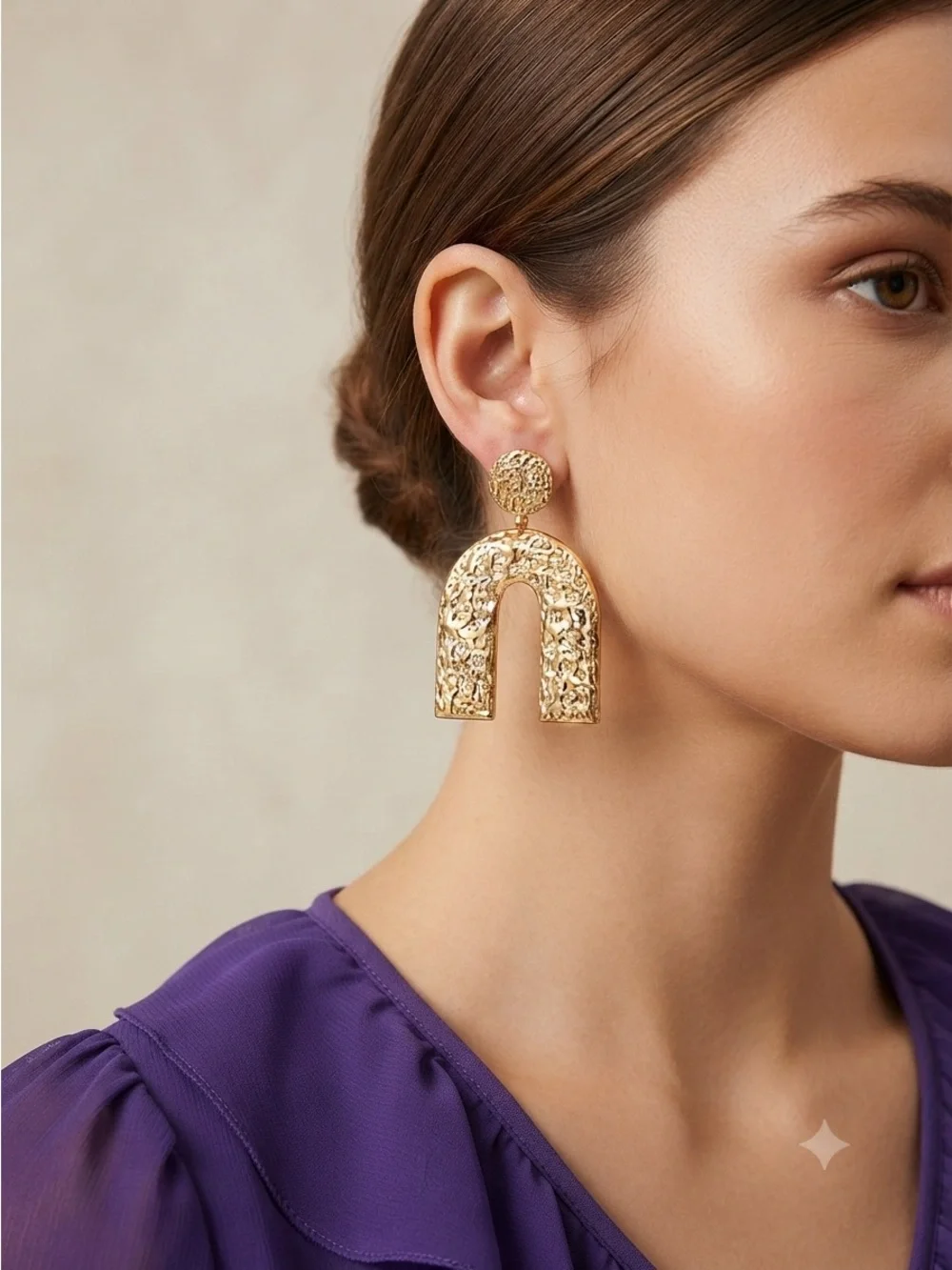 Gold Arch Geometric Drop Earrings